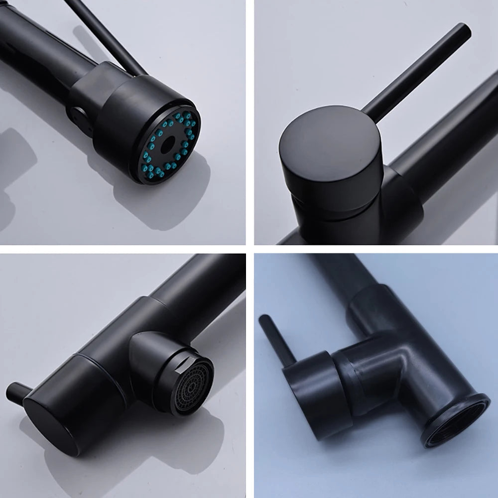 DQOK Black Brushed Spring Pull Down Kitchen Sink Faucet Hot and Cold Water Mixer Tap