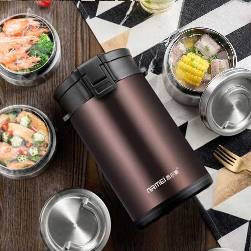 Large Capacity Stainless Steel Thermal Insulation Lunch Box Multi Layer Portable Leakproof Bento Box