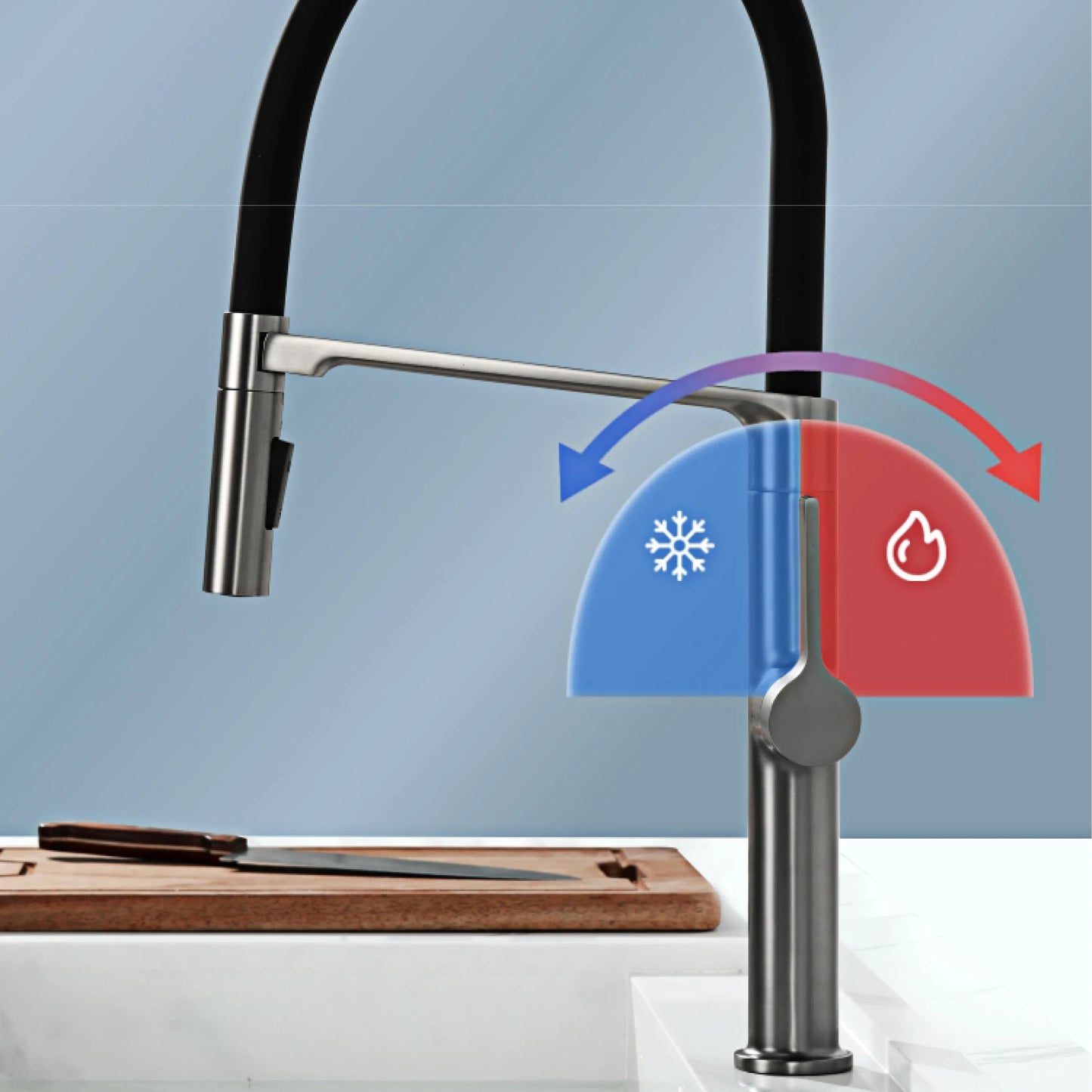 Luxury Gun Gray Kitchen Faucet with Magnetic Suction Design and Dual Control for Sink