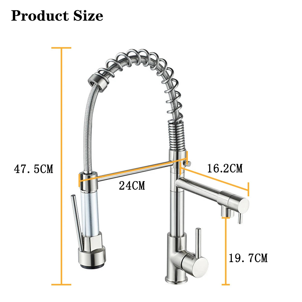 DQOK Black Brushed Spring Pull Down Kitchen Sink Faucet Hot and Cold Water Mixer Tap