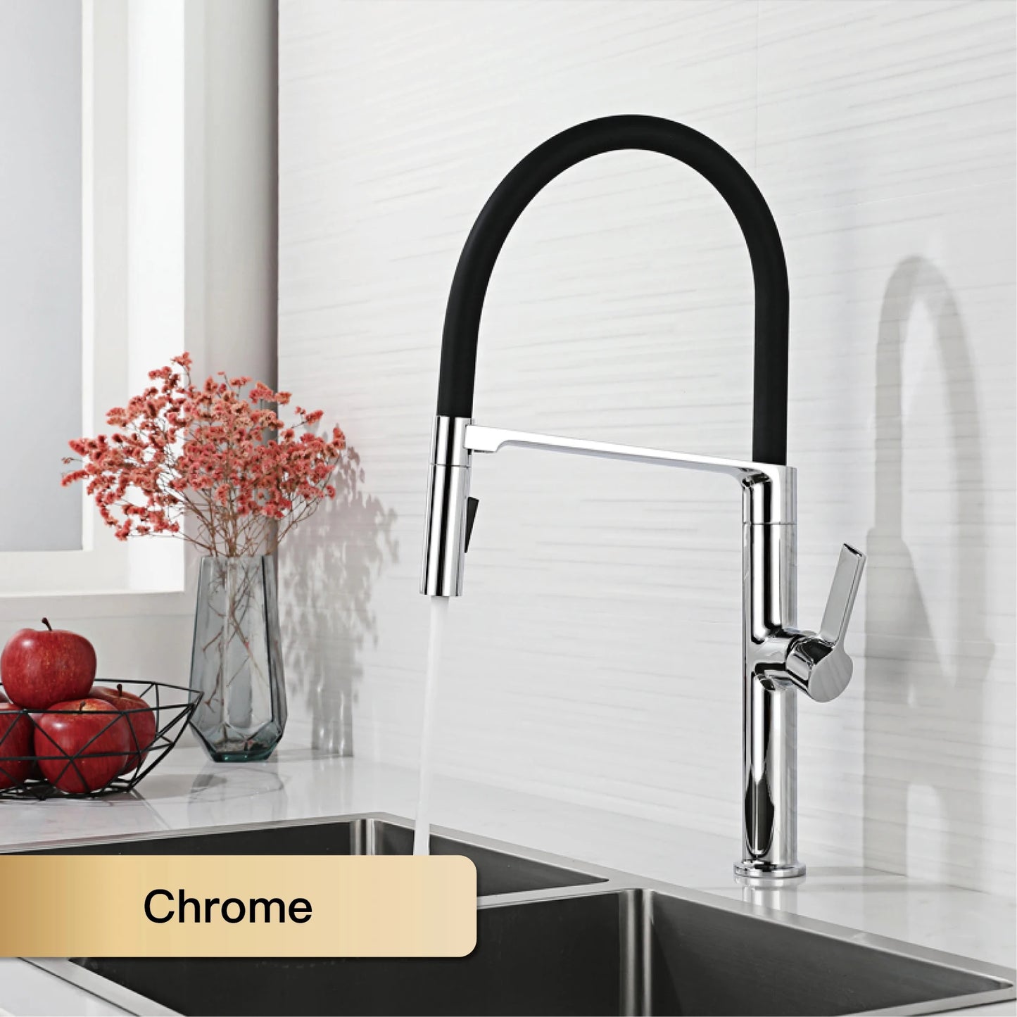 Luxury Gun Gray Kitchen Faucet with Magnetic Suction Design and Dual Control for Sink