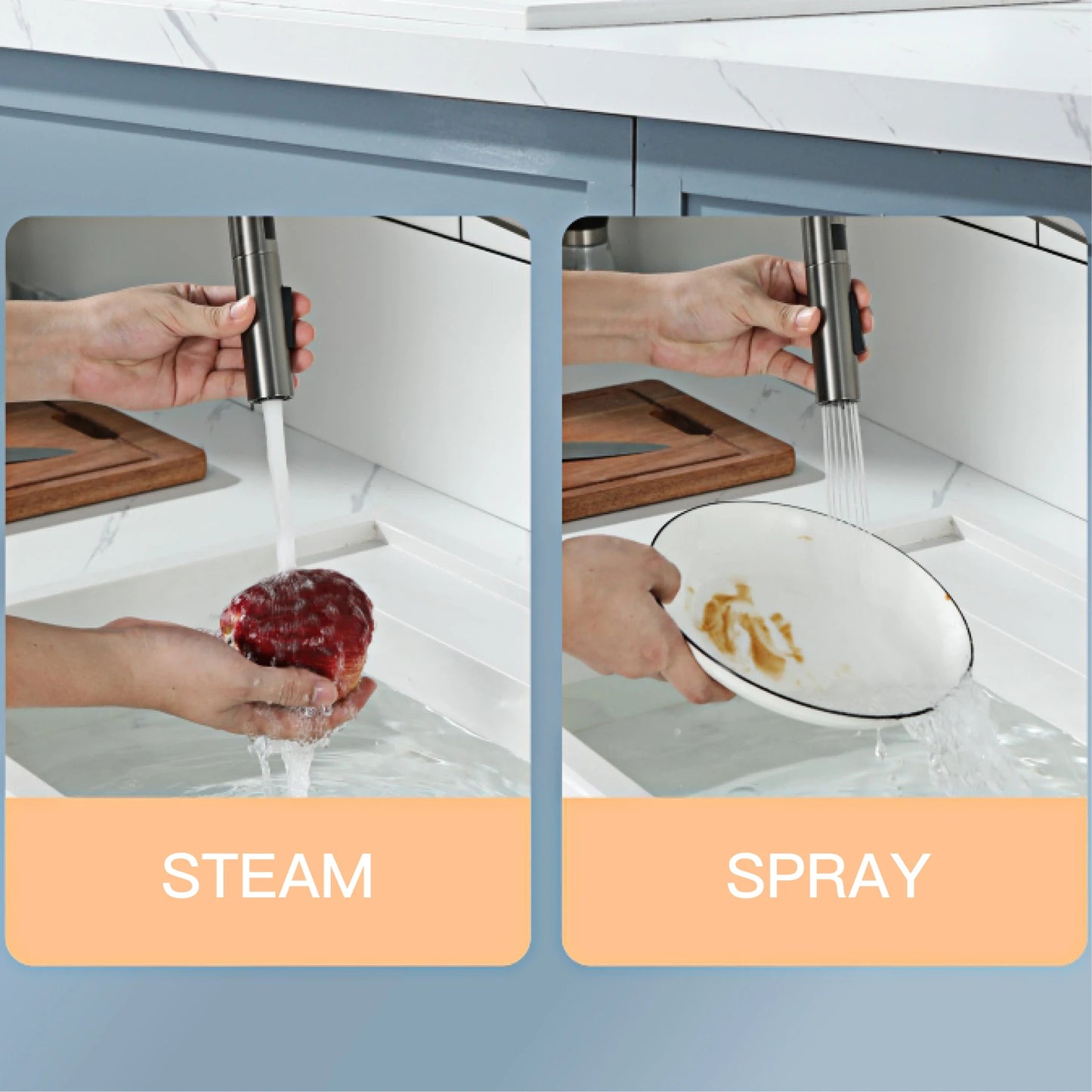 Luxury Gun Gray Kitchen Faucet with Magnetic Suction Design and Dual Control for Sink