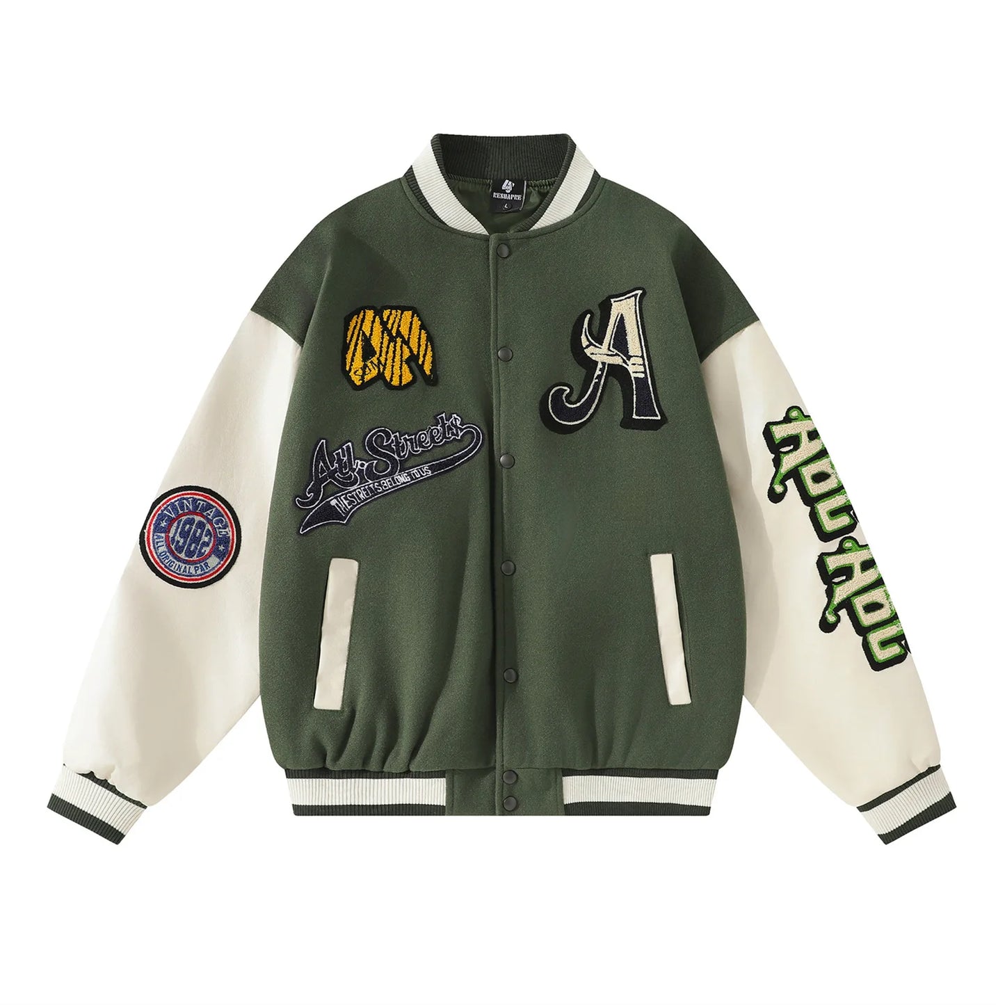 Letter Embroidery Men's Baseball Jacket Y2k Vintage Hip-Hop Varsity Windbreaker Coat