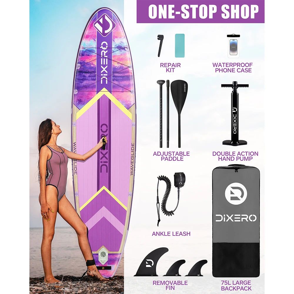 DIXERO Waterproof Inflatable Paddle Board 11x33 Adult Stand Up Paddle Board With Kayak Accessories