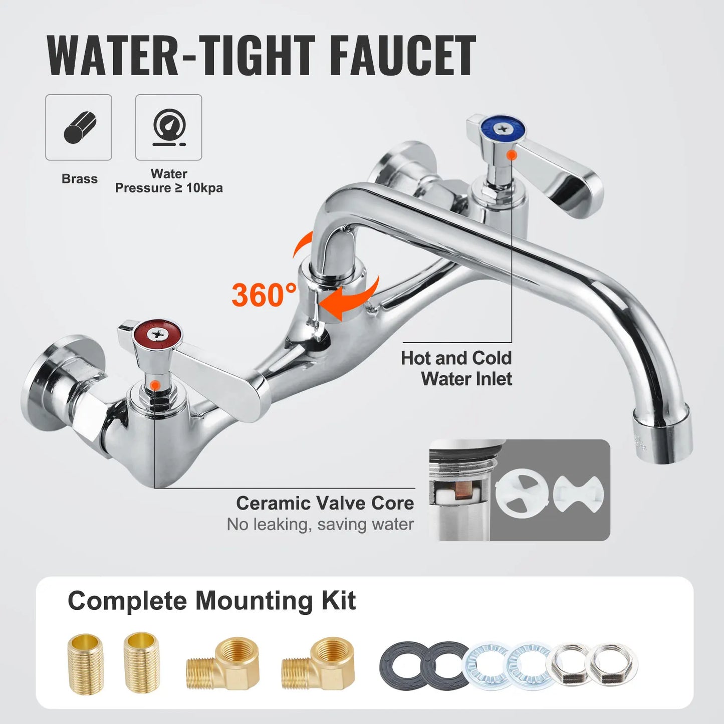 SucceBuy Stainless Steel Kitchen Prep Sink with Faucet Commercial Single Bowl Utility Sink
