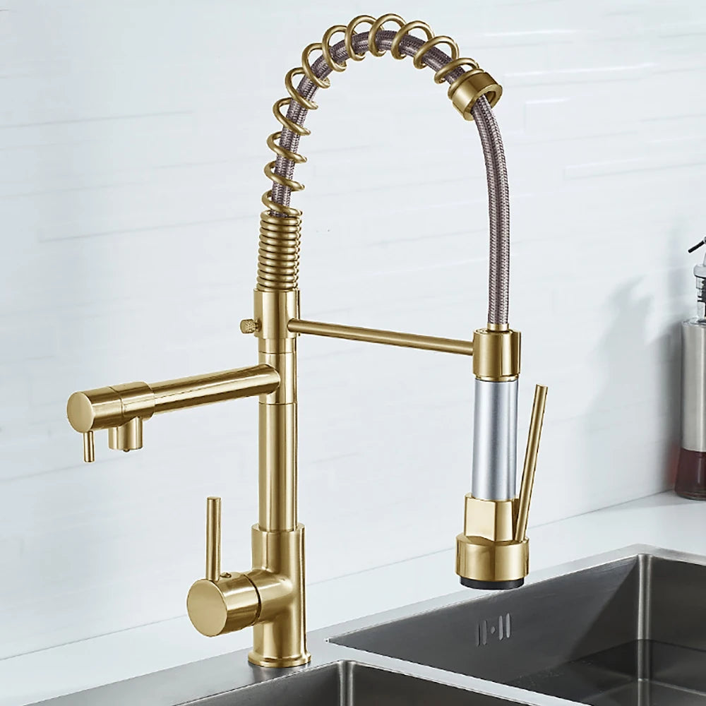 DQOK Black Brushed Spring Pull Down Kitchen Sink Faucet Hot and Cold Water Mixer Tap