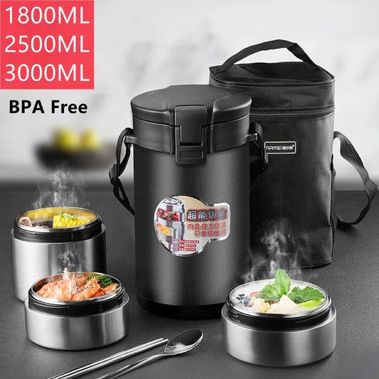 Large Capacity Stainless Steel Thermal Insulation Lunch Box Multi Layer Portable Leakproof Bento Box
