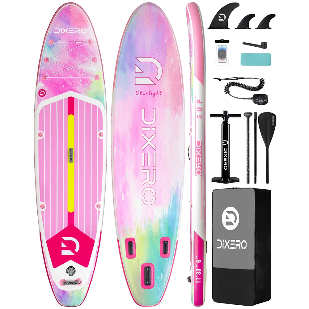 DIXERO Waterproof Inflatable Paddle Board 11x33 Adult Stand Up Paddle Board With Kayak Accessories