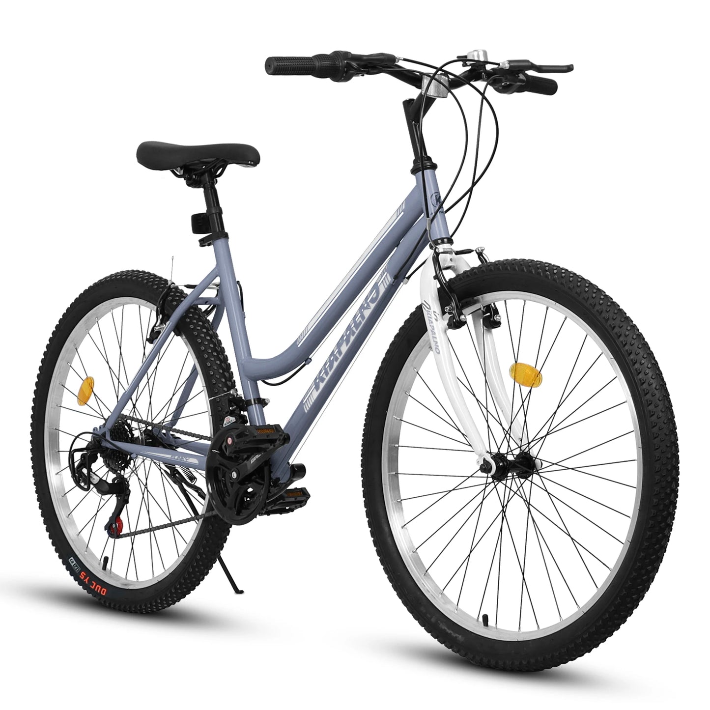 Ecarpat Womens Girls 26 Inch Mountain Bike 21 Speed V-Brake High Carbon Steel Frame