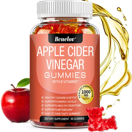 Bcuelov Apple Cider Vinegar Gummy Vitamins for Detox and Weight Management
