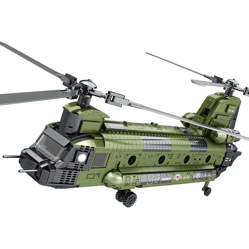 1622PCS CH-47 Chinook Transport Plane Building Blocks Military Helicopter Model Toys for Kids