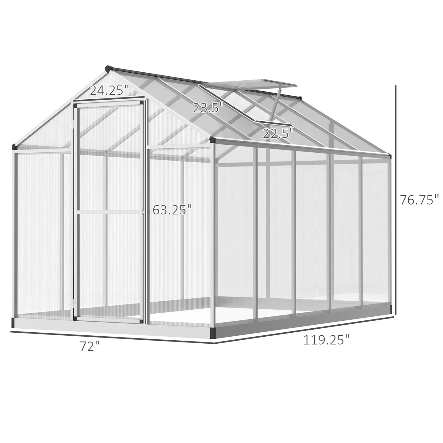 10' L X 6' W Stable Outdoor Walk-In Cold Frame Garden Greenhouse for Your Plants