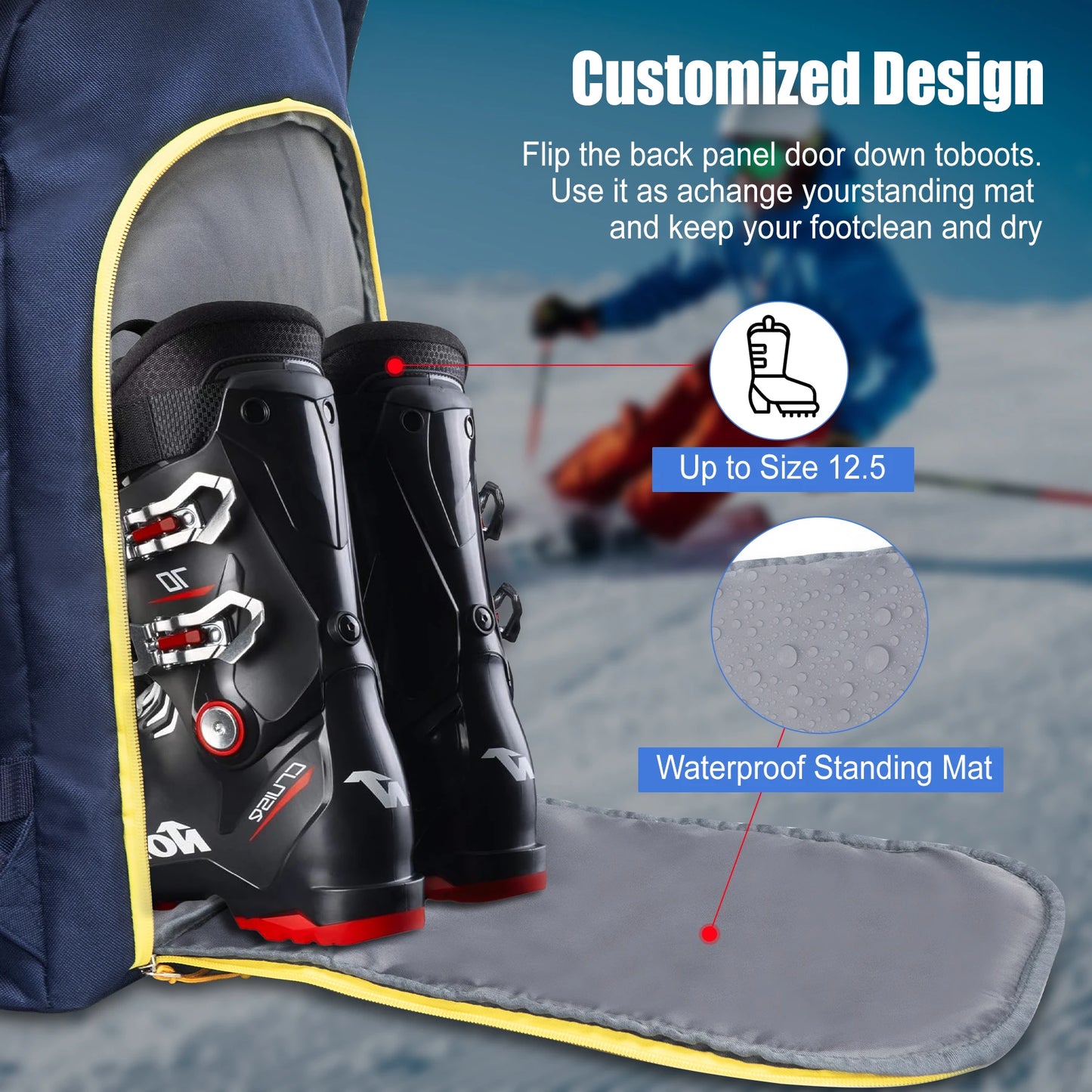 WESTTUNE 50L Outdoor Ski Boot Bag for Gear and Accessories