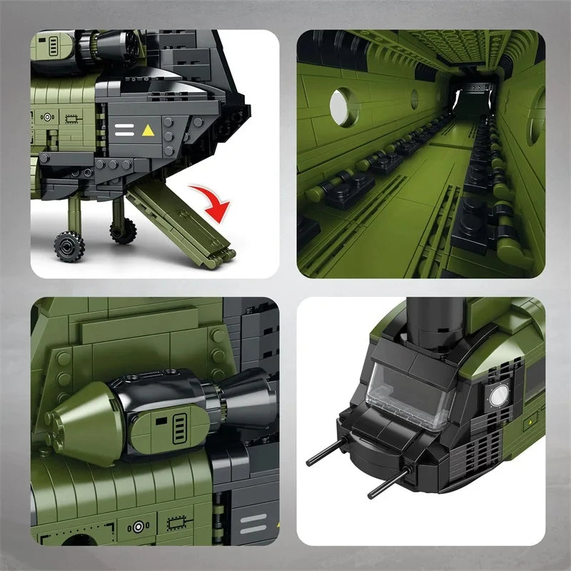 1622PCS CH-47 Chinook Transport Plane Building Blocks Military Helicopter Model Toys for Kids