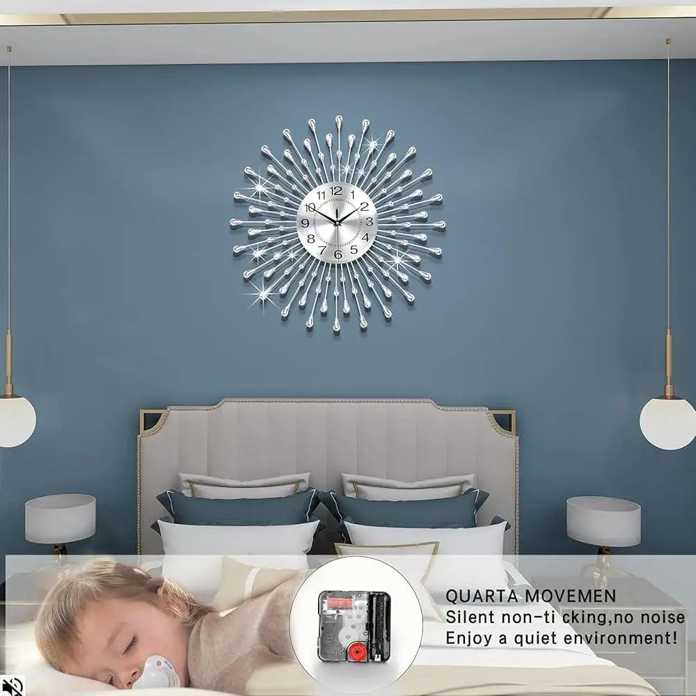 Modern Large Silent Wall Clock Battery Operated Quartz Decorative Big Wall Clock for Home Decor