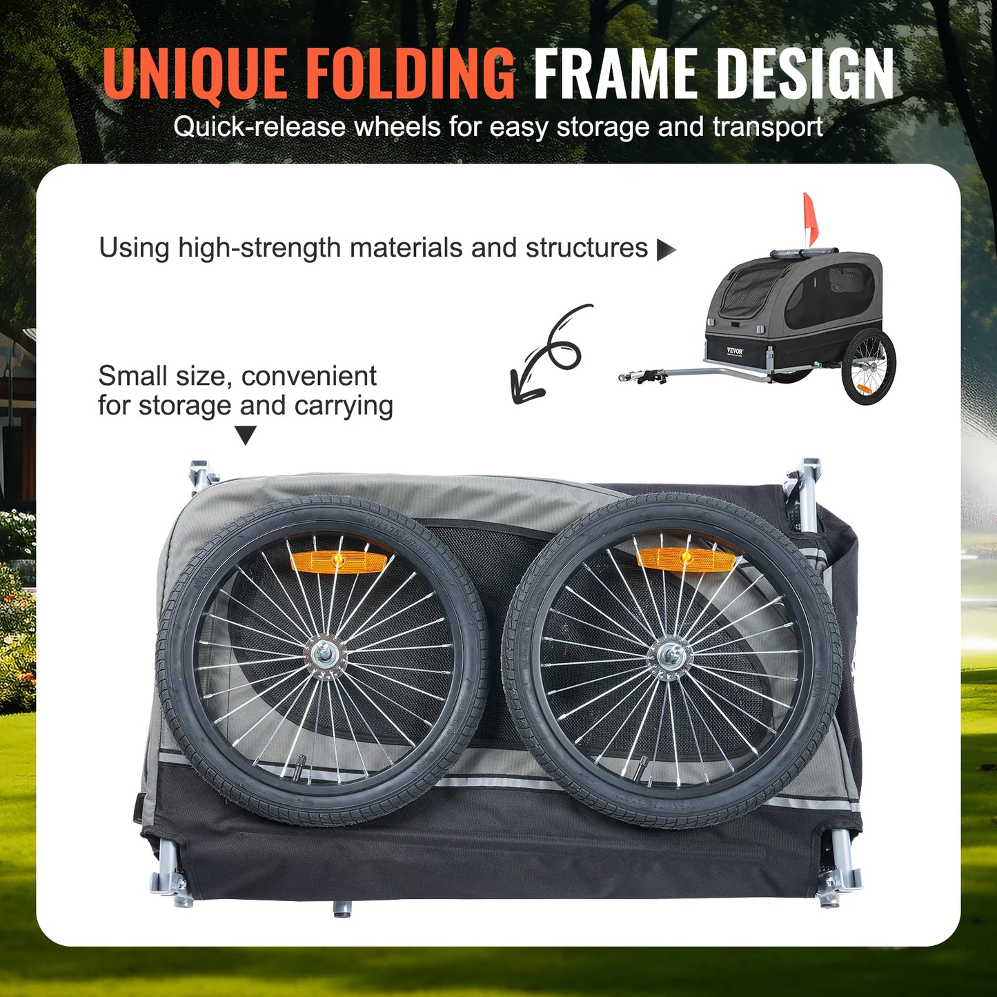 VEVOR 88 lbs Dog Bike Trailer Pet Cart Bicycle Carrier with Wheels and Coupler for Easy Travel