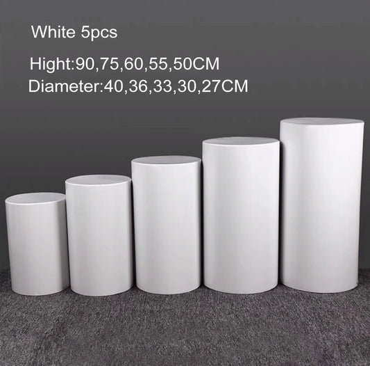 Hot 3/5pcs Round Cylinder Pedestal Display Cake Rack in White Gold Decor