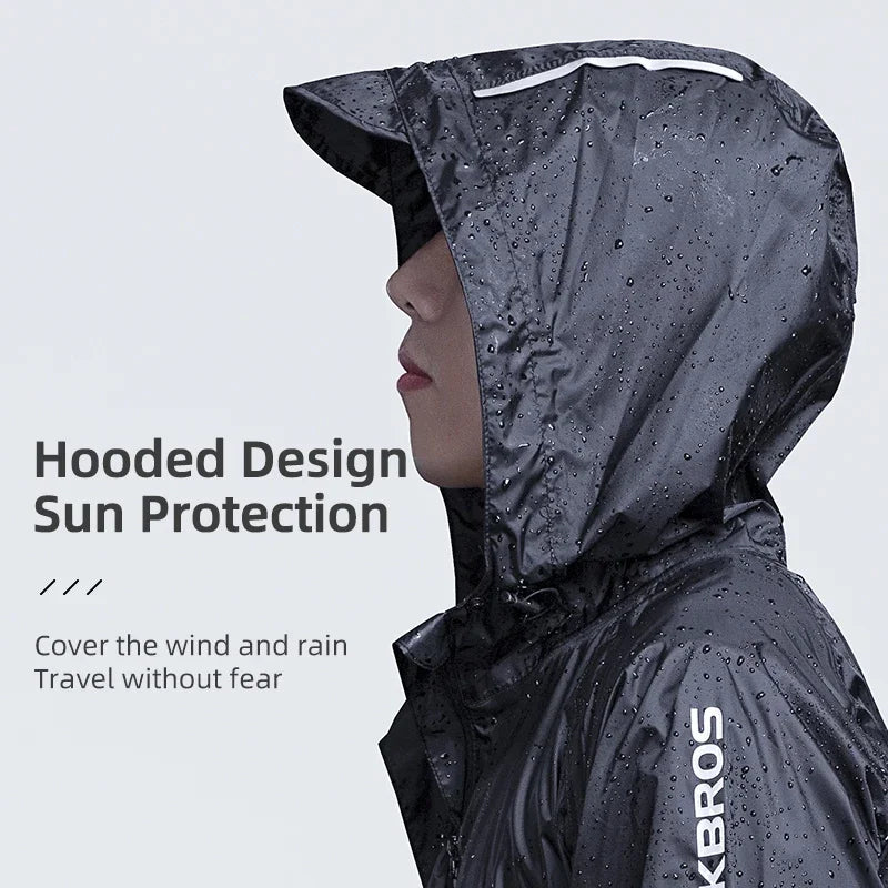 ROCKBROS Cycling Raincoat Men Waterproof Breathable Hooded Windbreaker