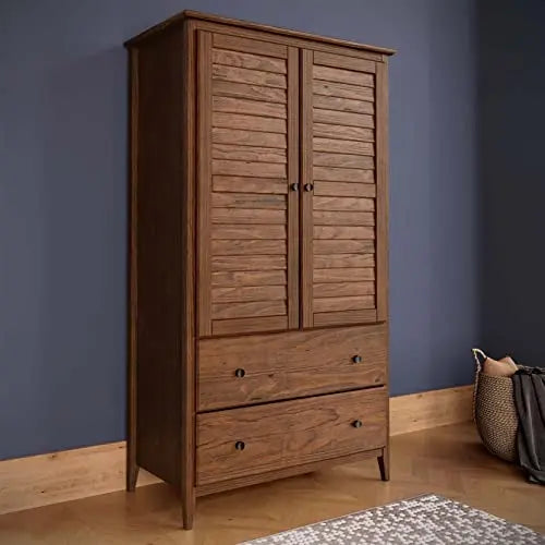 Greenport 2-Door Wardrobe Solid Wood with a Brushed White Finish for Modern Bedrooms