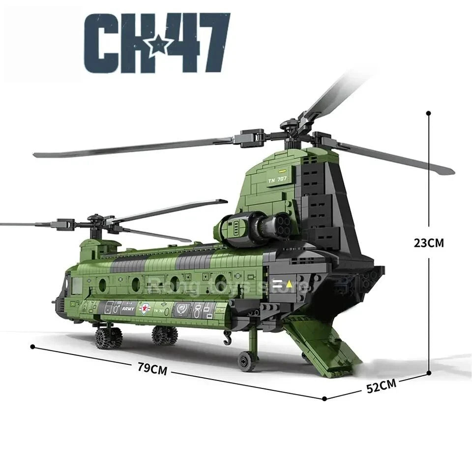 1622PCS CH-47 Chinook Transport Plane Building Blocks Military Helicopter Model Toys for Kids