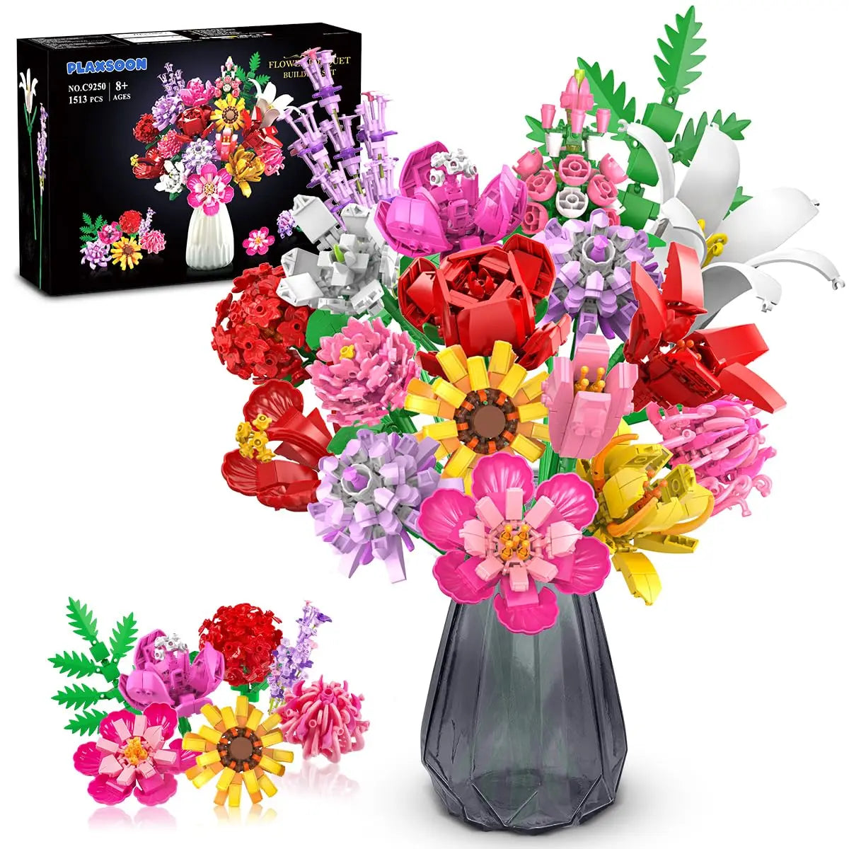 Flower Bouquet Building Set: Botanical Toy for Home Decor & Birthday Gift for Adults and Kids 8+