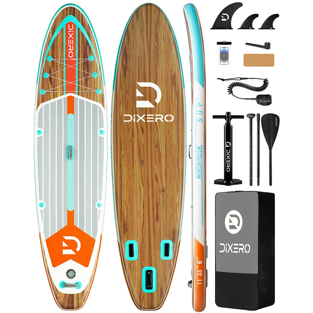 DIXERO Waterproof Inflatable Paddle Board 11x33 Adult Stand Up Paddle Board With Kayak Accessories