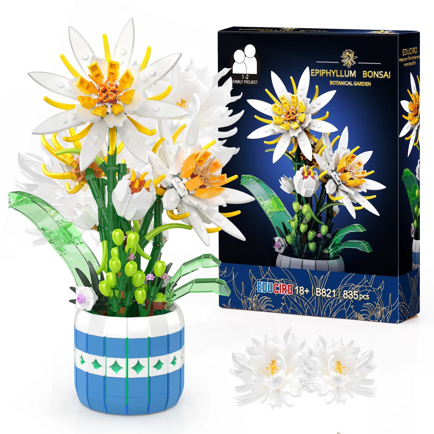 EDUCIRO Piphyllum Flowers Bouquet Building Set for Kids and Adults, Perfect Christmas Gift