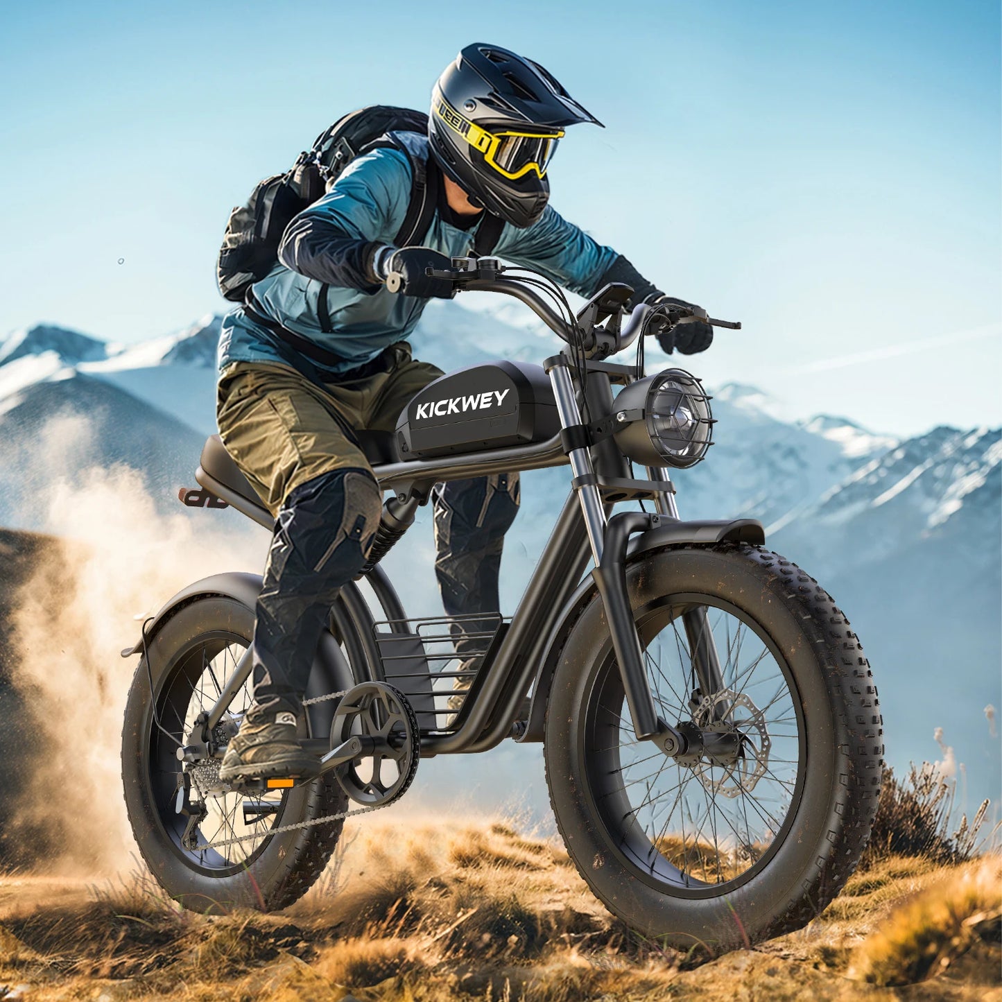 Kickwey K7 Adult Electric Bicycle 1500W 48V 23Ah Mountain E Bike 20 Inch Fat Tire Off Road Adventure