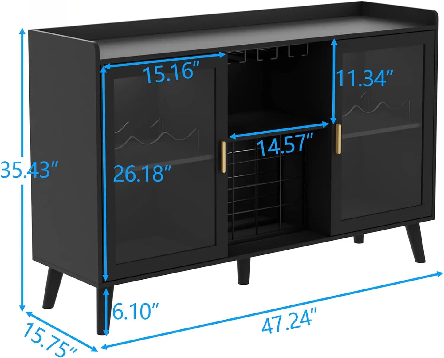Wine Bar Cabinet with Led Light for Home Coffee and Glass Rack Storage Buffet Sideboard