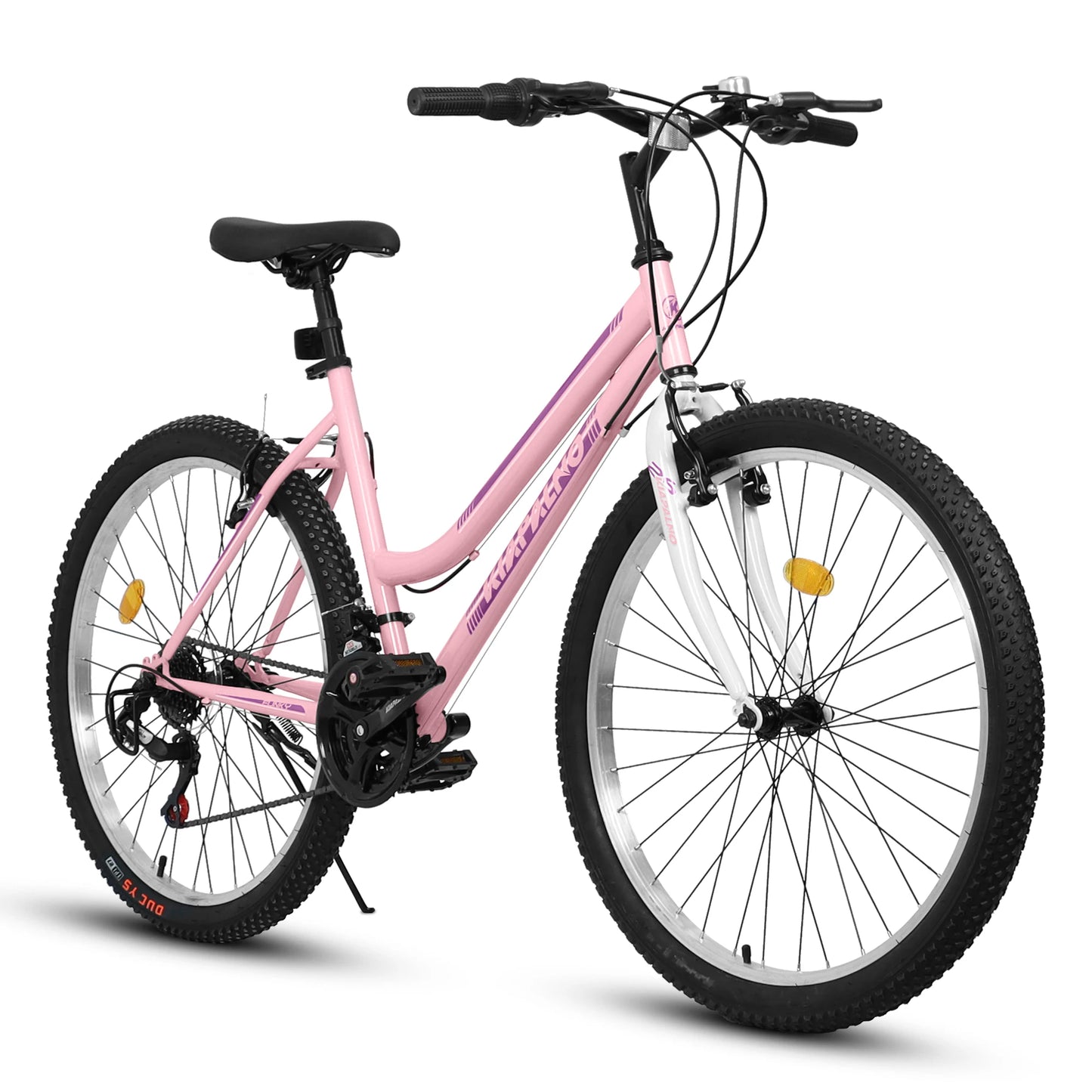 Ecarpat Womens Girls 26 Inch Mountain Bike 21 Speed V-Brake High Carbon Steel Frame