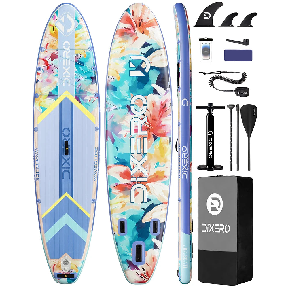 DIXERO Waterproof Inflatable Paddle Board 11x33 Adult Stand Up Paddle Board With Kayak Accessories