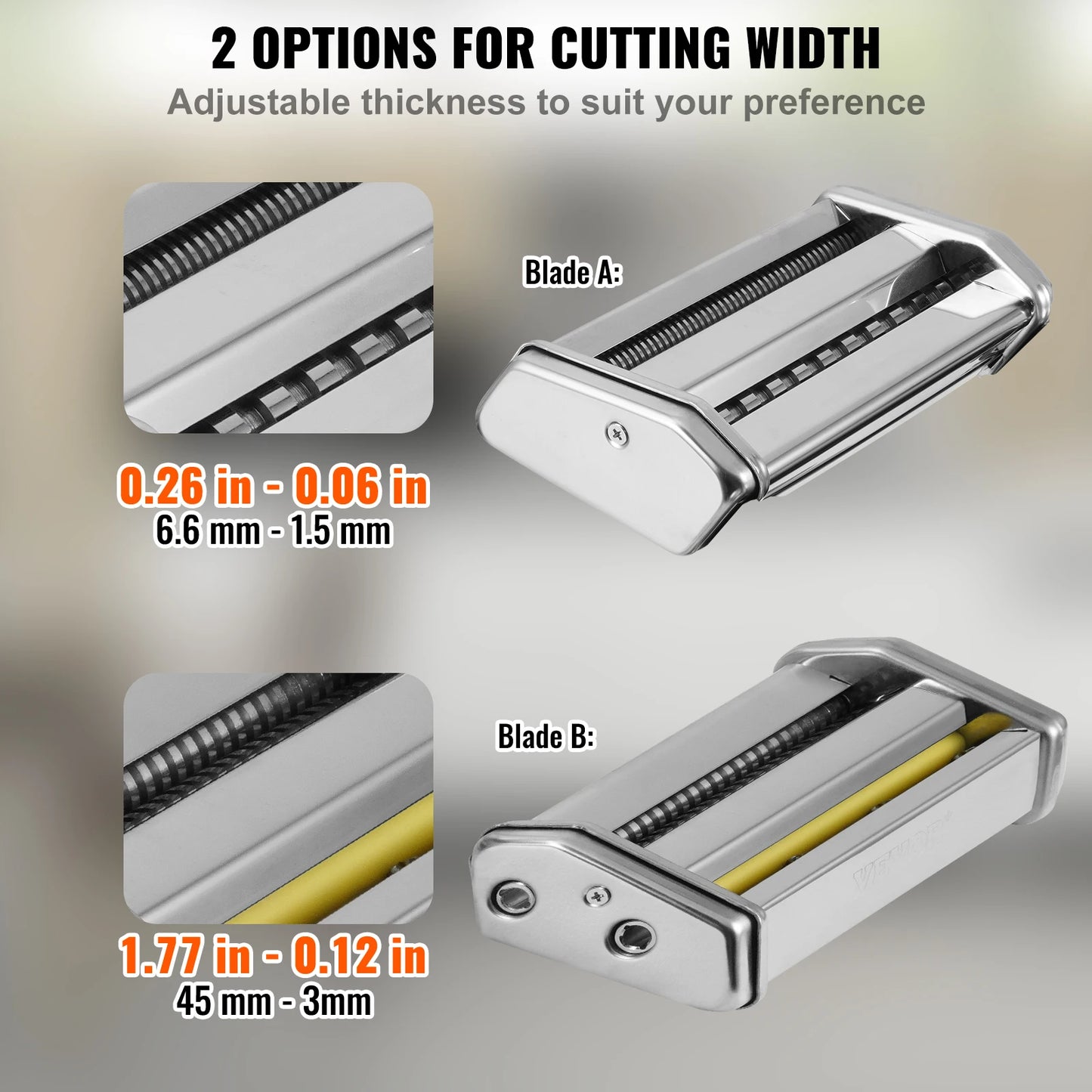 VEVOR Electric Fresh Pasta Maker Machine Stainless Steel Noodle Rollers and Cutter for Home Use
