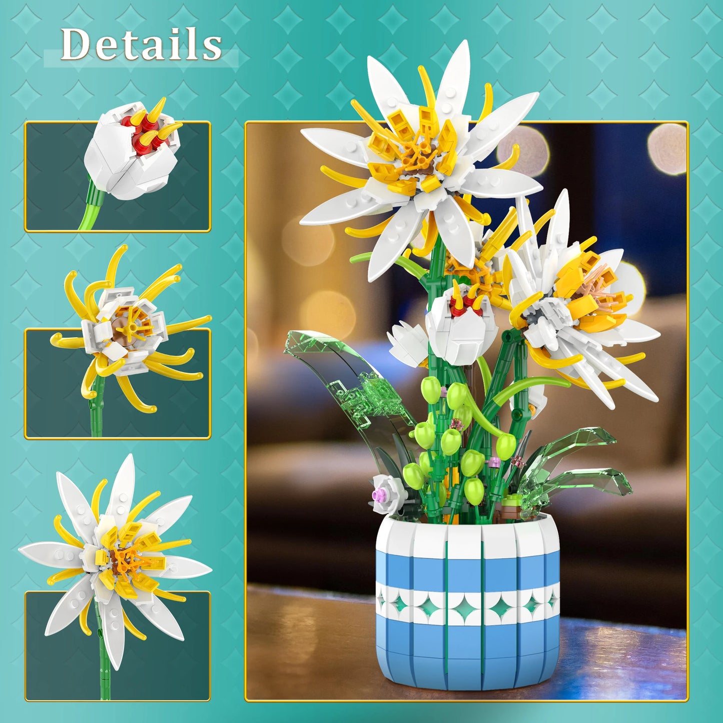 EDUCIRO Piphyllum Flowers Bouquet Building Set for Creative Fun